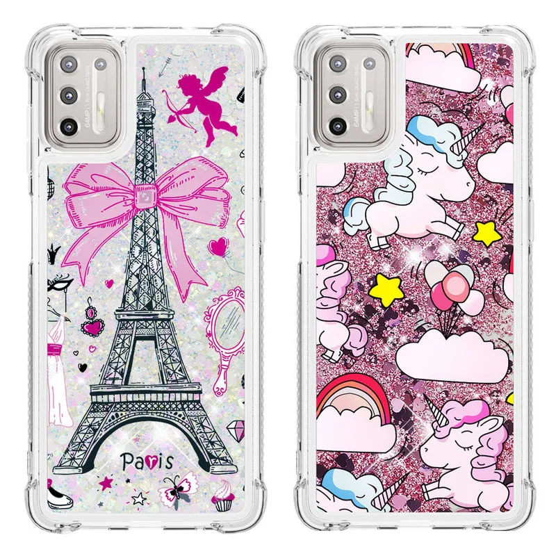 

For Motorola Moto G9 Plus Case Fashion Pattern Liquid Quicksand Glitter TPU Shockproof Back Cover For Motorola Moto G9 Plus Case