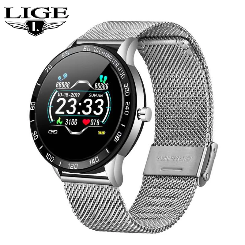 Billig LIGE neue Mode frauen Smart Uhr Männer OLED Farbe Bildschirm Smartwatch Fitness Tracker Herzfrequenz blutdruck überwachung Uhr