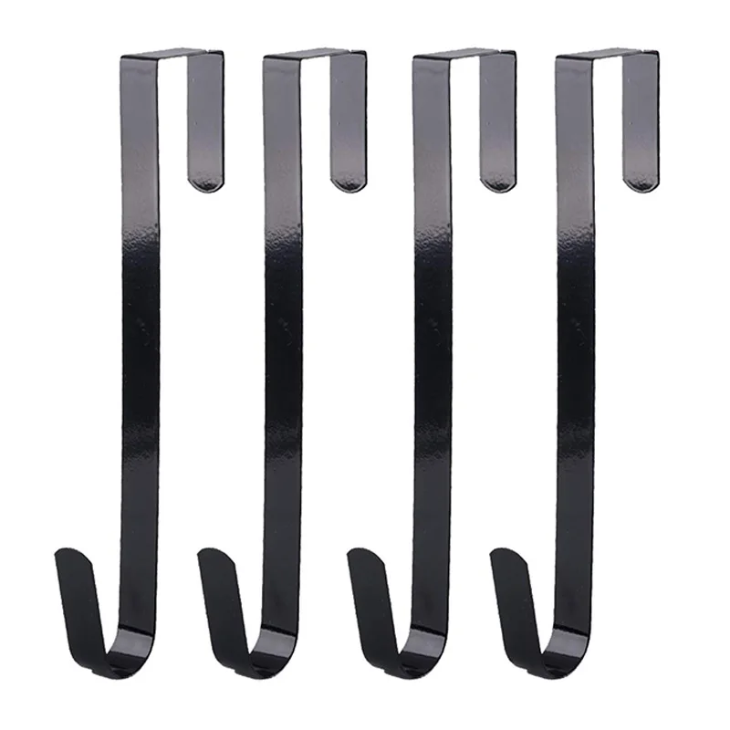 

Over the Door 15-Inch Metal Wreath Hanger for Window Wreath Hooks Holder, Black Front Door Hanger, Set of 4