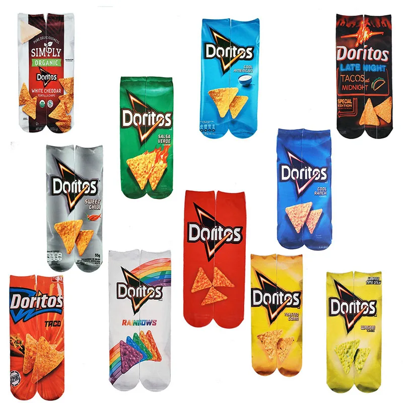 1 пара носков с забавным принтом картофельных чипсов милые Хлопковые гольфы унисекс на осень и зиму для мужчин и женщин