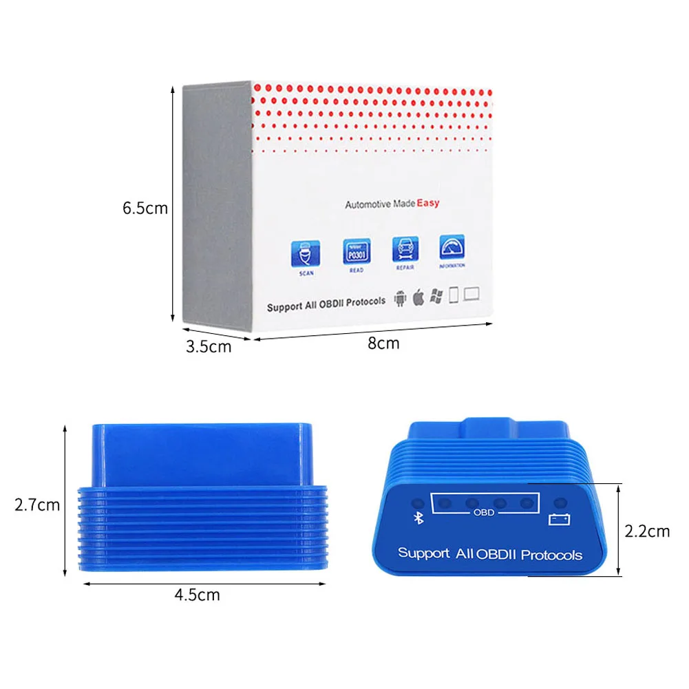 Супер Мини ELM327 V1.5 Bluetooth WiFi OBD2 автомобильный диагностический инструмент Поддержка всех протоколов OBDII для Android iOS Torque