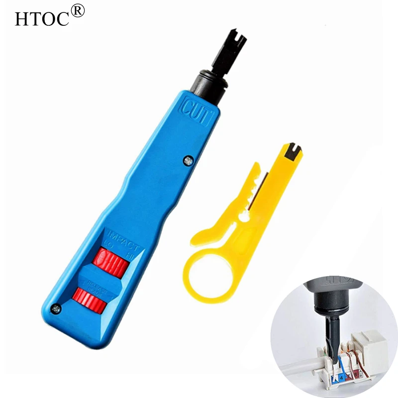 HTOC Punch Down Tool Kit with 110 BK Blade Network Wire Stripper For RJ11 RJ45 Network Cable Telephone Line Computer UTP Crimper
