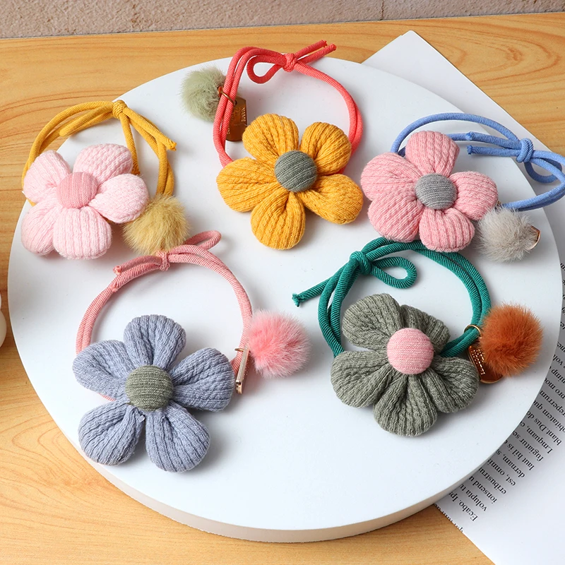 

New Cute Girls Flowers Hair bands Rubber band elastic Hair bands Korean headwear children Baby Scrunchie hair Accessories