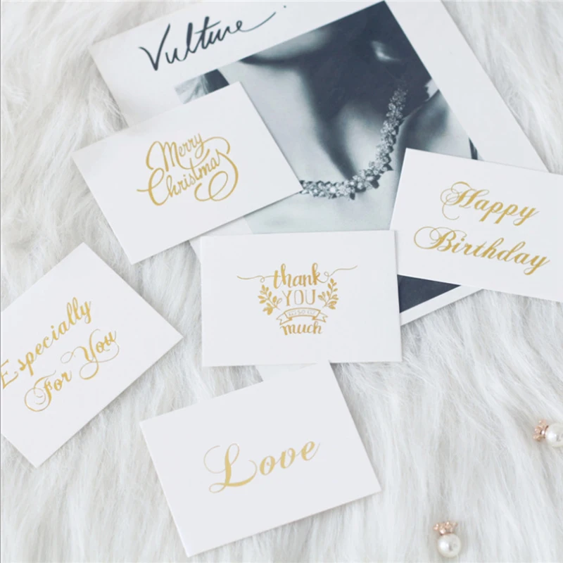 

40PC Wedding Decoration Gold Christmas Thank You Cards for Small Gifts Cards Wedding Invitation Place Cards Blank Postcards Love