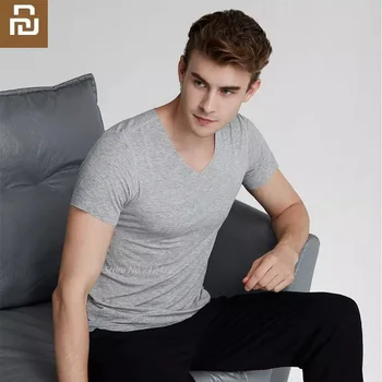 

Youpin men Cationic Antibacterial Modal T-shirt Fashion V-neck Comfortable Cool short sleeve