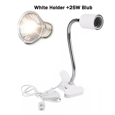 25W White Set 220V лампа для рептилий комплект с зажимом керамический свет держатель UVA+ UVB 3,0 черепаха базая УФ-нагрев лампа набор черепашек ящериц огни - Испускаемый цвет: 25W White Set