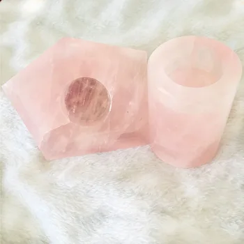 

Natural Pink Crystal Pentagonal Candlestick Crystal Statue Reiki Craft Stone Statue Home Decoration Spirit Quartz Gift Feng Shui
