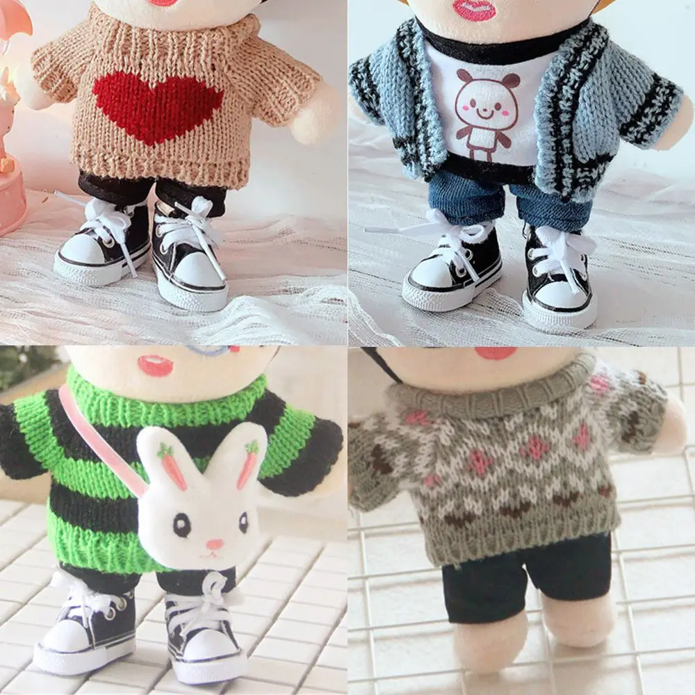Mini Doll'S Clothes Outfit Accessories For Labubu for Elf doll Knitted Christmas Love Twisted Solid Santa Sweater Clothing