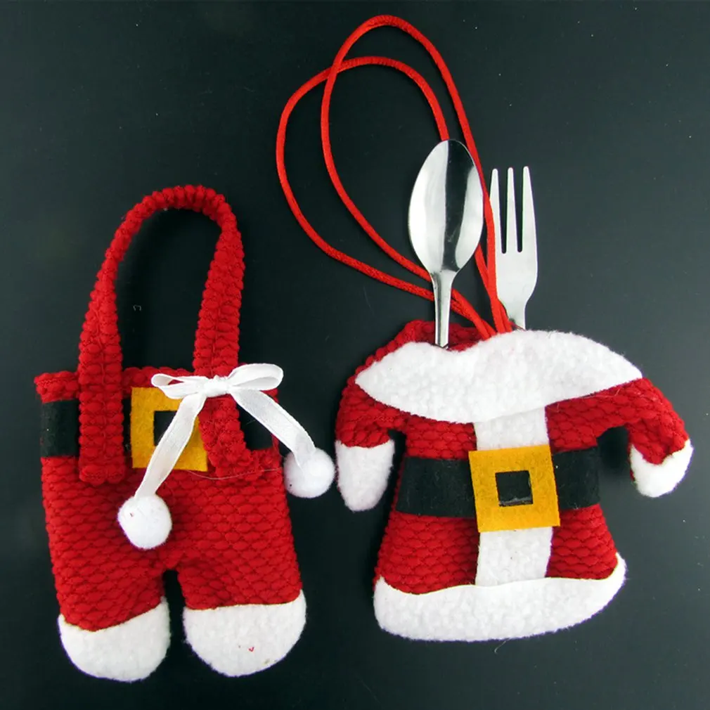 Christmas Decorations Clothes+ Pants Non-Woven Cutlery Bag Small Clothes Cutlery Bag Christmas Supplies Christmas Cutlery Bag