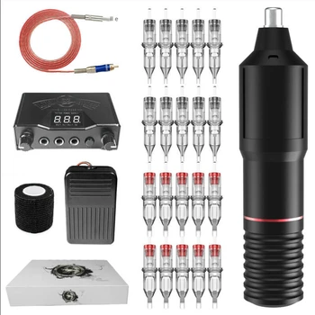 

A professional tattoo pen set with a tattoo-in-one needle tattoo power RCA hook-up gift box set