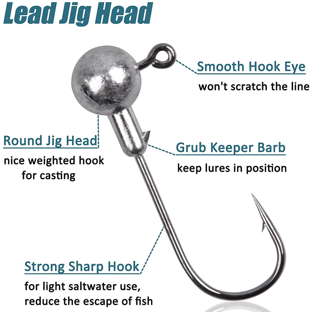 크랭크 지그 헤드 후크 세트, 리드 지그 헤드 날카로운 가시 후크, 부드러운 웜 미끼, 배스 송어 민물 해수 미끼, 45 개, 32 개