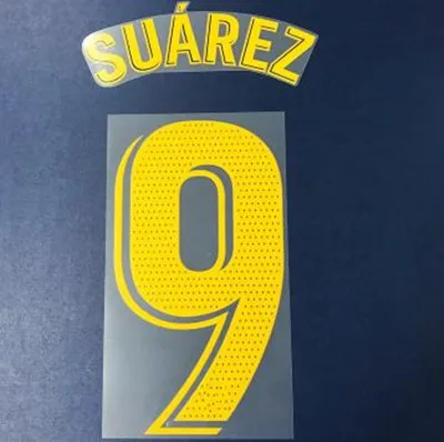 Новинка 1819 г. Messi Suarez Dembele Coutinho A. Iniesta MALCOM VIDAL I. RAKITIC PIQUE numberint Настройка номера штамповки нашивки значки - Цвет: yellow-black 9
