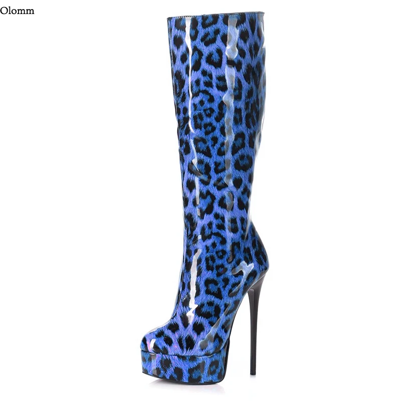 Olomm Handmade Women Winter Shiny Knee 