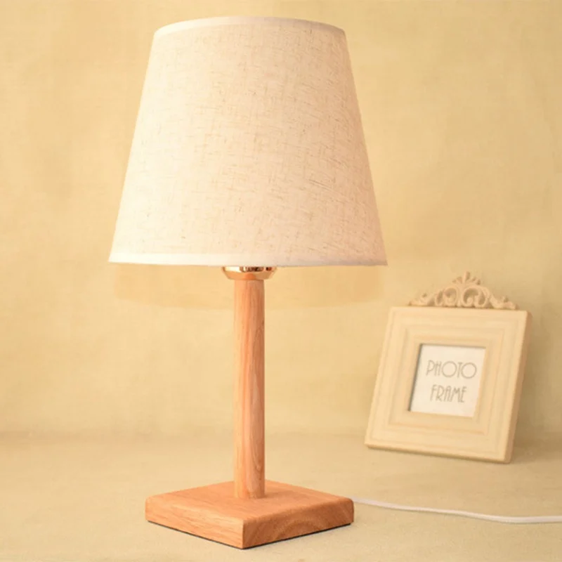 

New Modern Japanese Wood Linen Bedside Minimalist Table Lamp E27 AC 110V 220V US EU Plug Student Table Lamp Bedroom Indoor Bedsi
