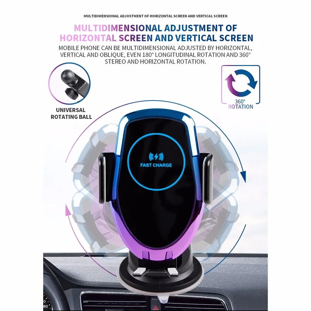 

2019 New Fashion 15W Automatic Fast Charging Wireless Car Charger Mount Car Phone Holder Z825