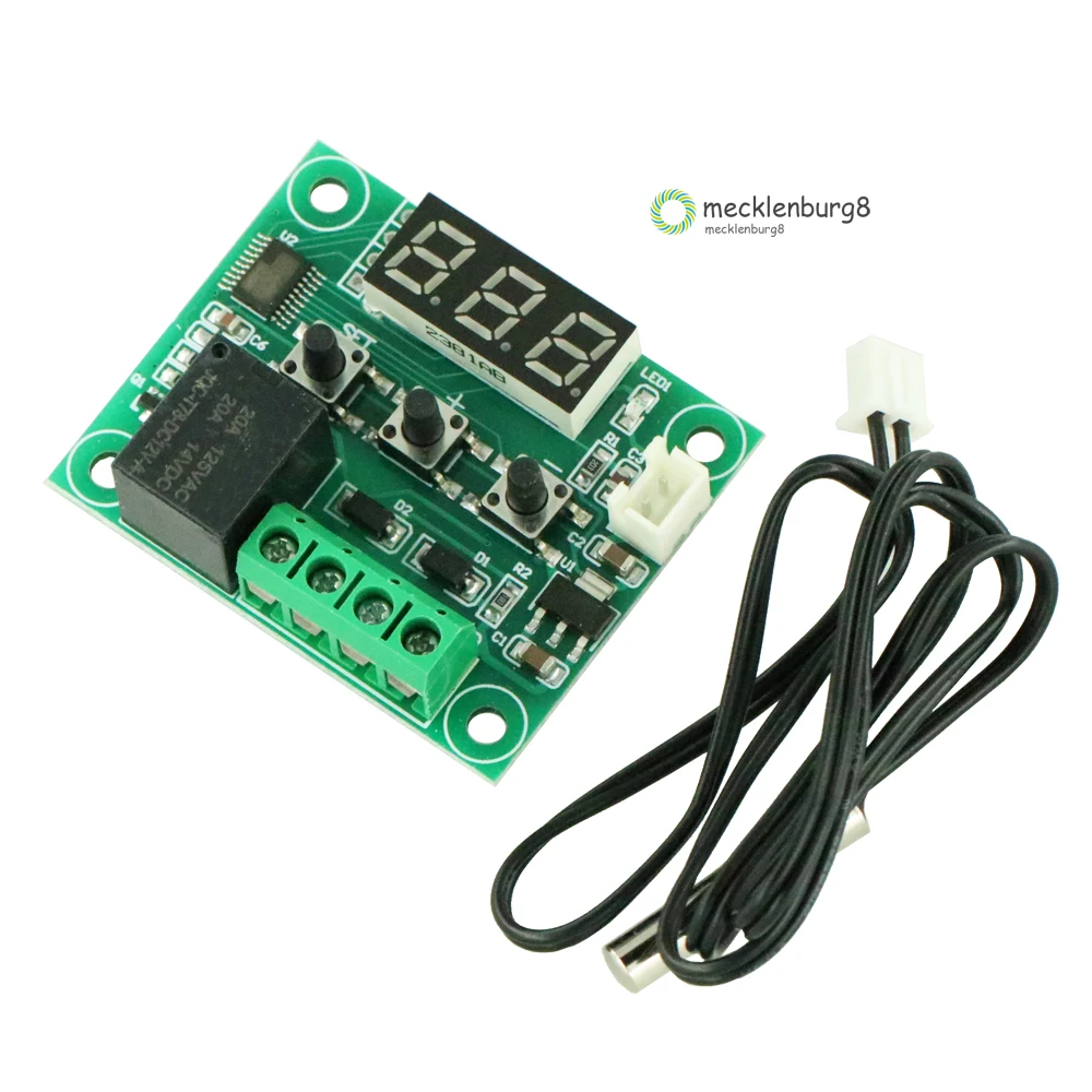 

W1209 LED Digital Thermostat Temperature Control Thermometer Thermal Controller Switch Module DC 12V Waterproof NTC Sensor Blue