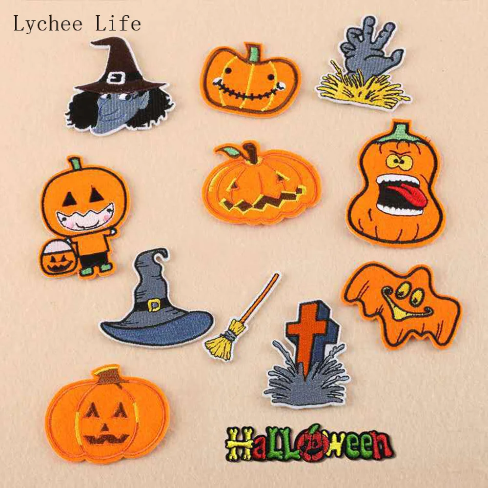 Lychee Life 12 шт./лот вышитые нашивки на Хэллоуин для одежды термоклейкие аппликация