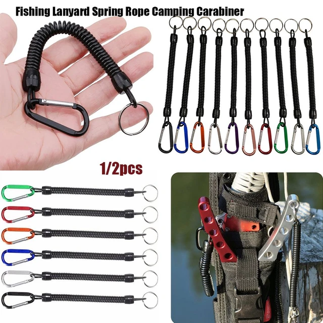 Plastic Retractable Tether Spring Elastic Rope Camping Carabiner Anti-lost  Phone Keychain Portable Fishing Lanyards