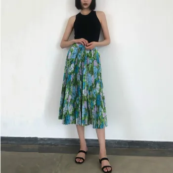 

Women Skirt 202 Colorful Printed High Waist Pleated Skirt