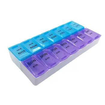 

Pill Box 7 Day Portable Weekly Plastic Pillbox Medicine Storage Case Pill Organizer with 14 Compartmentsin stock