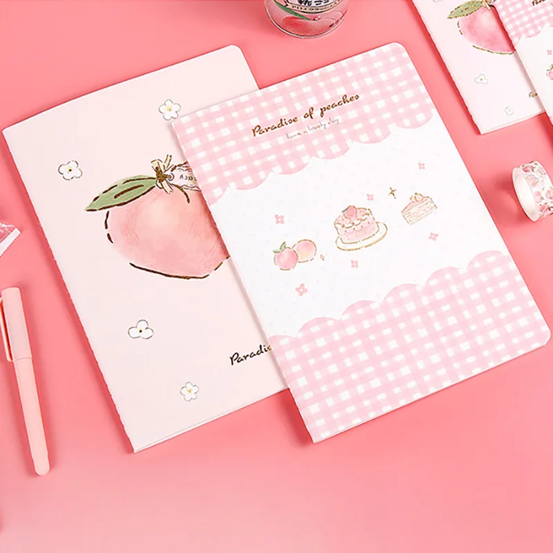 

"Peach Bunny" Pack of 4 Exercise Book Lined Papers Notepad Study Business Notebook Composition Book Diary