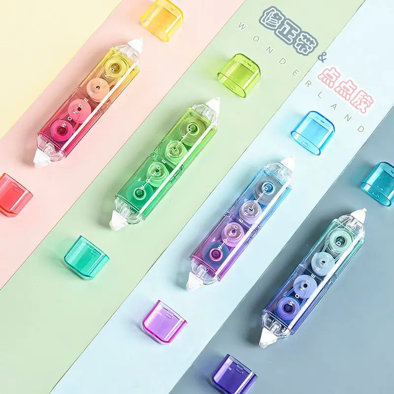 Mohamm 1 Pc Correction Tape PET 5mm*4m/5mm*3m Dispensing Rainbow Gradient Color Double Heads Creative Stationery School Supplies correction tape