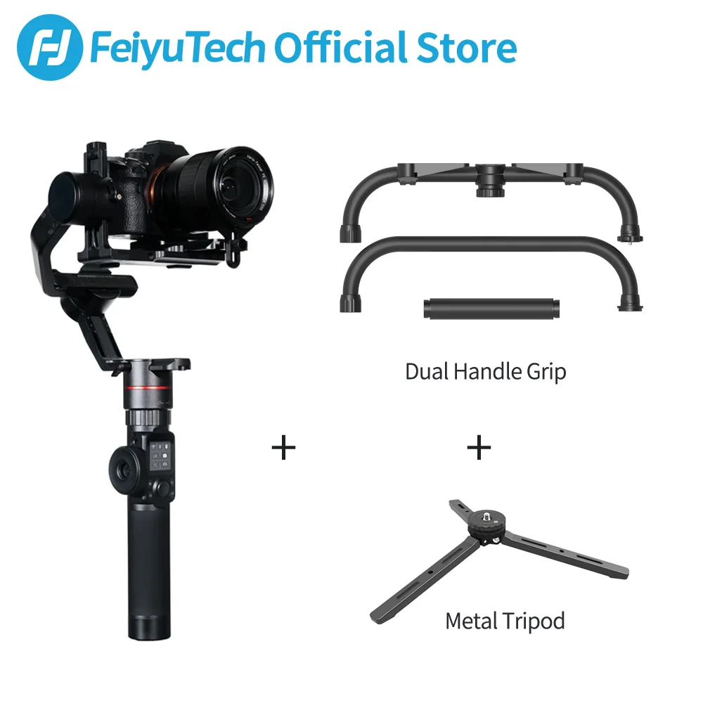 with dualhandle grip FeiyuTech AK2000 3-осевой Камера карданный стабилизатор DSLR штатив-Трипод с фокусировочное кольцо для sony Canon 5D Panasonic GH5 Nikon 5D 2,8 кг - Цвет: with dualhandle grip