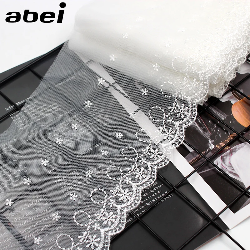 5 ярдов/партия бело розовая сетчатая ткань вышитый цветок кружево отделка платье