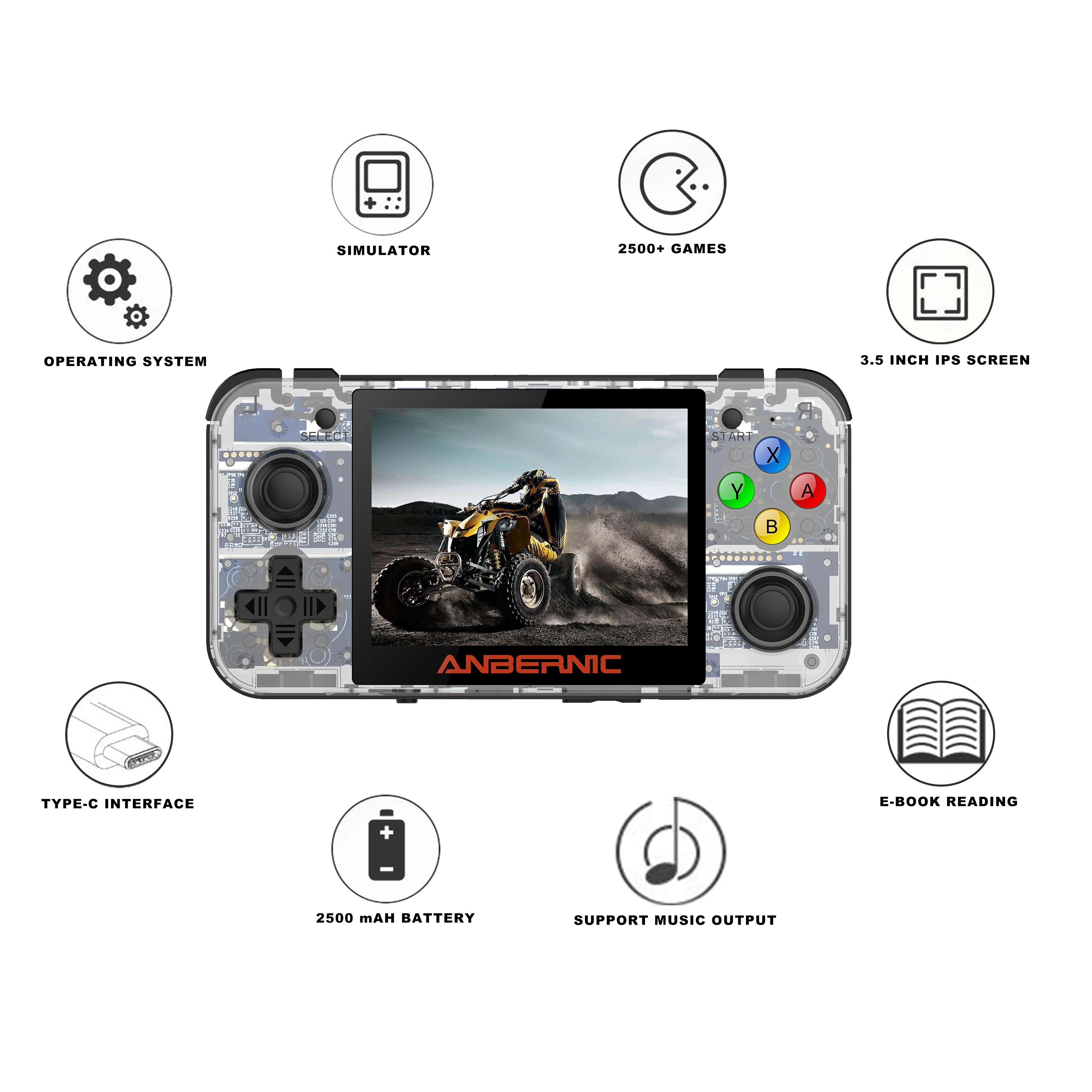 NEW ANBERNIC Retro game 350 Video games Upgrade game console ps1 game 64bit opendingux 3.5 inch 2500+ games RG350 Child gift IPS