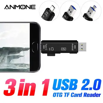 

ANMONE 3 in 1 Usb Card Reader High Speed SD TF Micro SD Card Reader To Type C Mobile Phone Memory OTG Adapter USB Cardreader PC