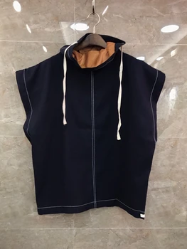 

2020 Early Autumn New Women's Neckline Drawstring Decorative Open-Line All-match Sleeveless Cape Vest 804