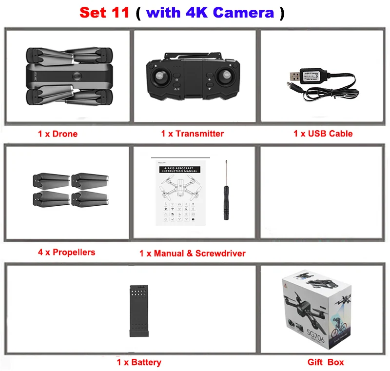 HD камера 4K 50X зум оптическое положение потока складной Радиоуправляемый квадрокоптер удержание высоты управление жестами RC вертолет дроны детские игрушки - Цвет: set11