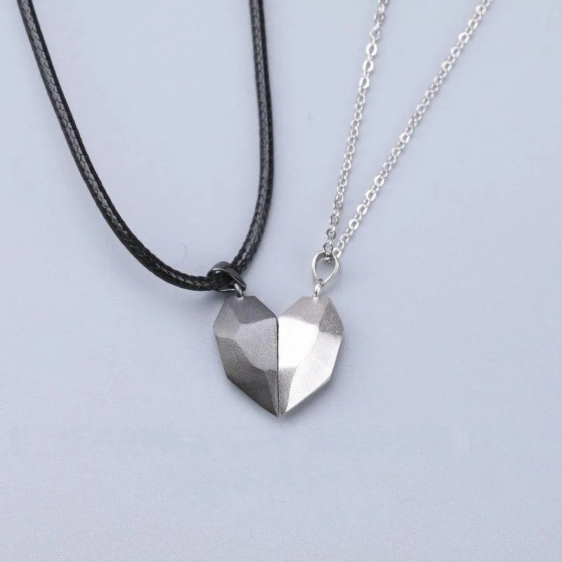 Korean Fashion Magnetic Couple Necklace For Lovers Gothic Punk Heart Pendant Necklace For Men Women Necklaces Party Gift Jewelry_voghion.com