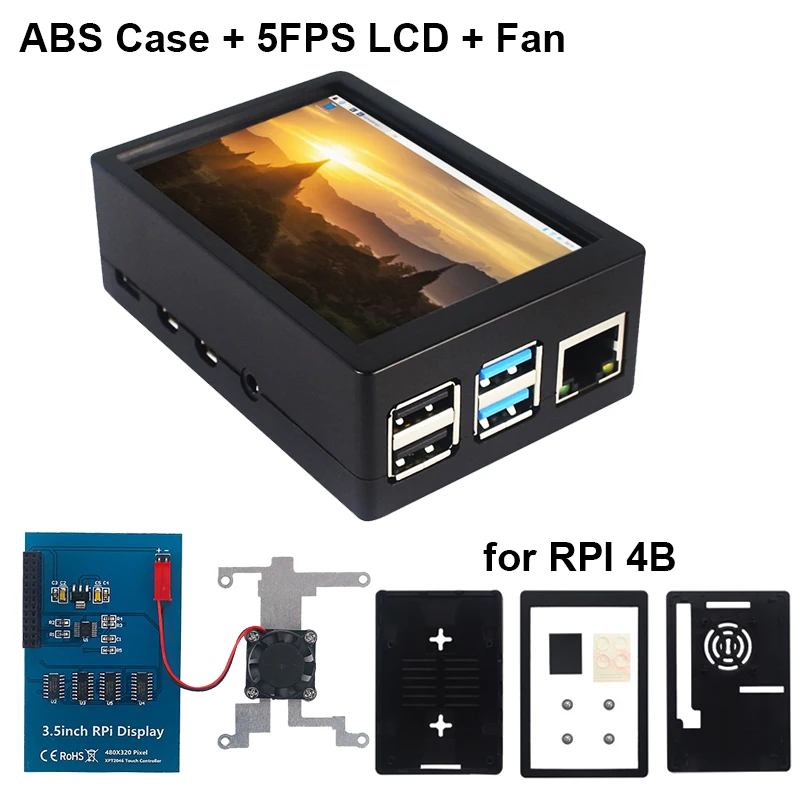 Écran Tactile LCD Pour Raspberry Pi 4, Ventilateur De Reoidissement, Dissipateur Thermique, Modèle B, 3B +, 3B, 3.5 Pouces, 480x320 éventuelles I 5 50 FPS