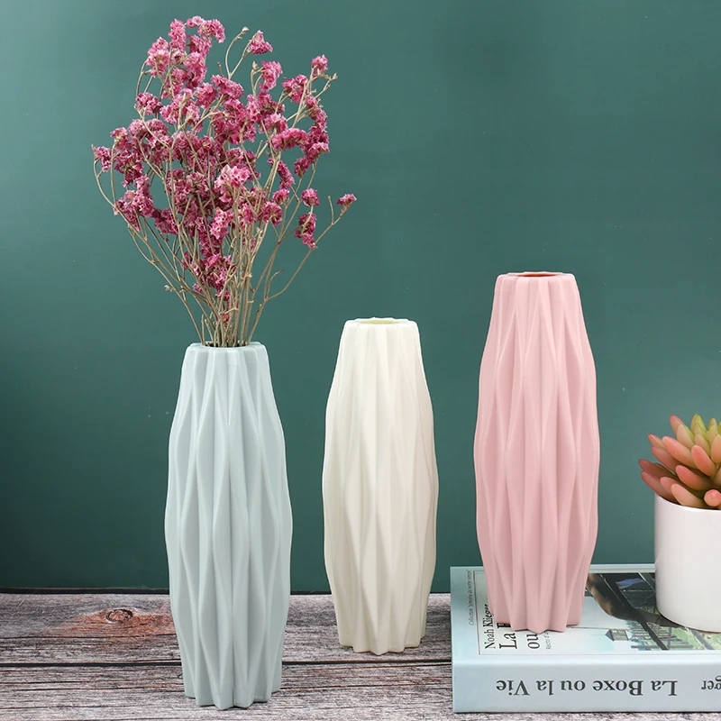 1PC Origami Plastic Vase White Imitation Ceramic Flower Pot Flower Decor mRMah 