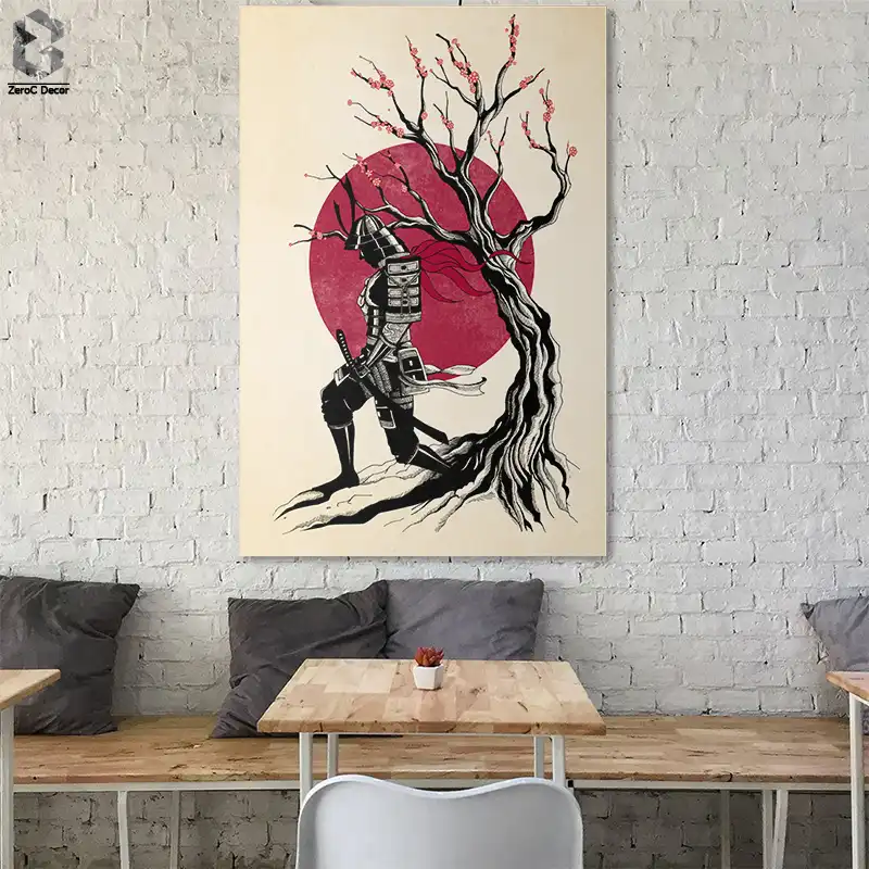 High Quality Wall Art Hand painted Japan Samurai Painting Warrior