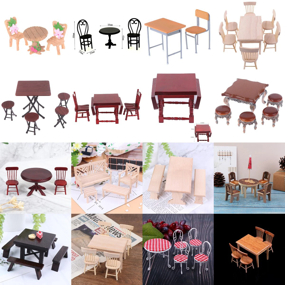 Juego De Mesa Y Sillas Para Jardín De Casa De Muñecas, | Cuotas Sin Interés