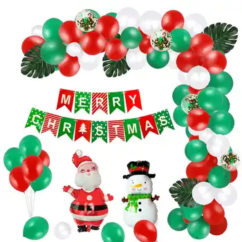 

1Set 100pcs Merry Christmas Balloons Garland Red Green DIY Balloon Chain Round Foil Candy Santa Claus Christmas Flag