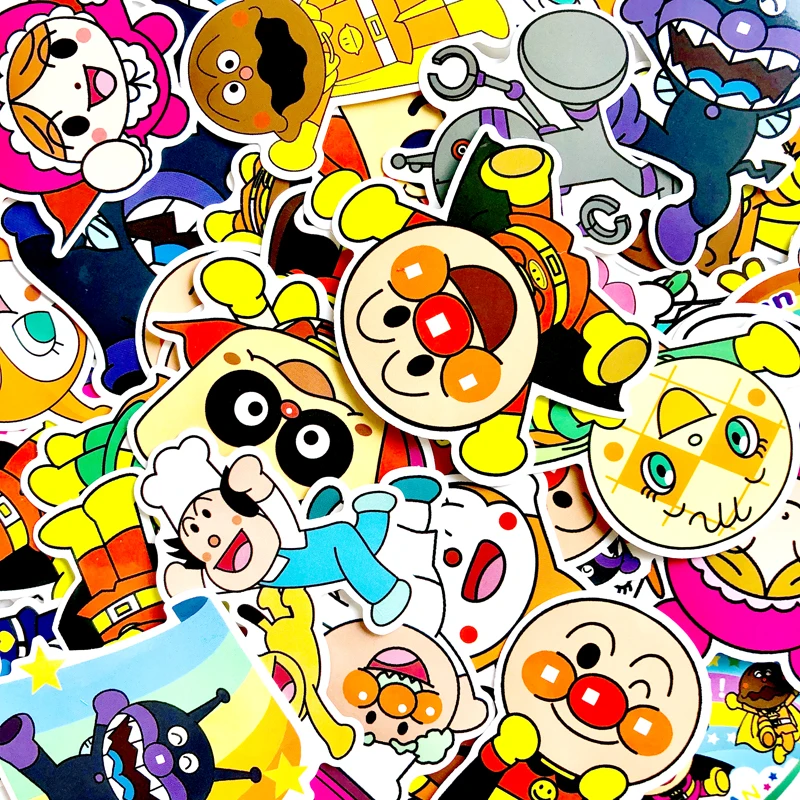 57pcs Cartoon cute anpanman Stickers bread superman Decorative Notebook suitcase motorcycle sticker kid toys DIY decals