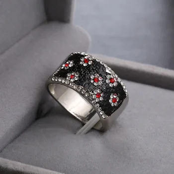 

Real 925 Sterling Silver Zircon Enamel Plum Flower Adjustable Ring Elegant Fine Jewelry For Women Romantic Party Bijoux