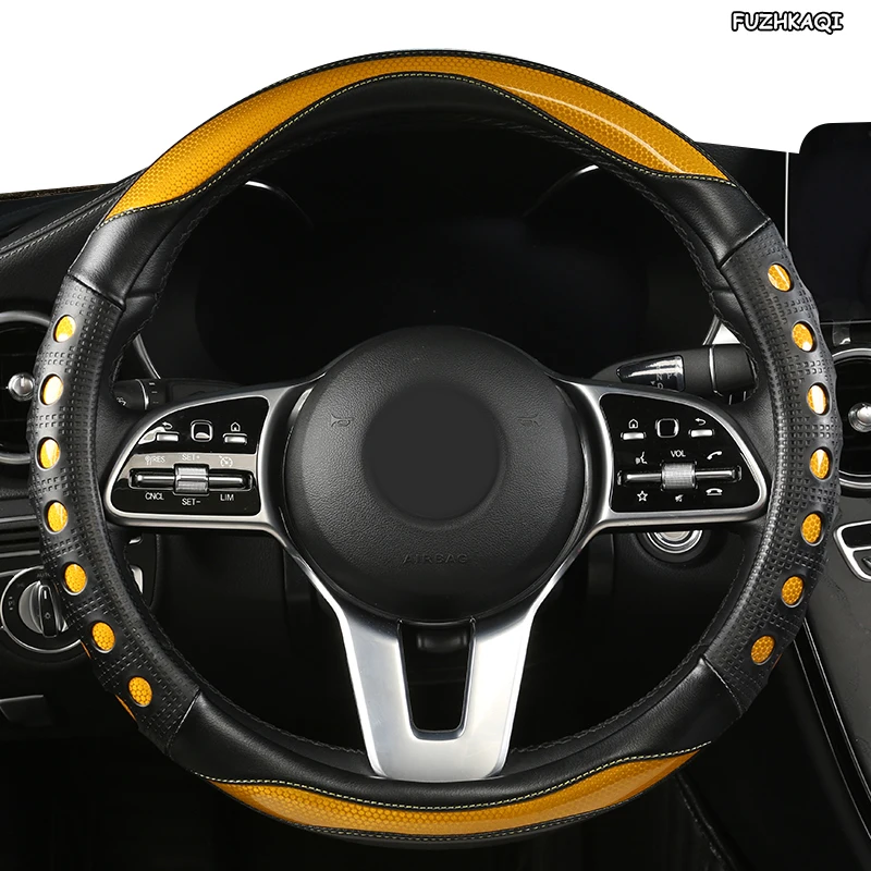 FUZHKAQI Microfiber Leather Car Steering Wheel Cover For Lincoln