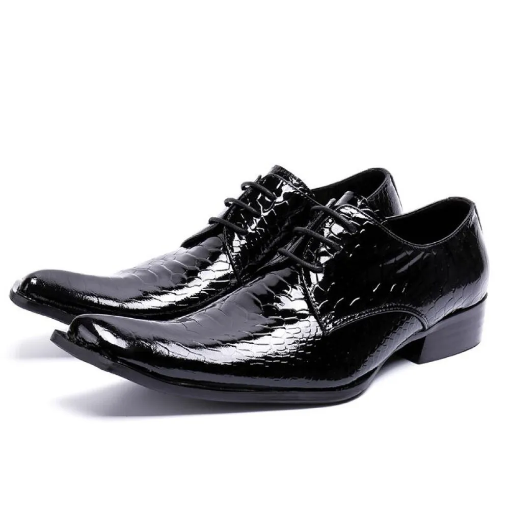 

Мужские кожаные туфли для вечерние на высоком каблуке