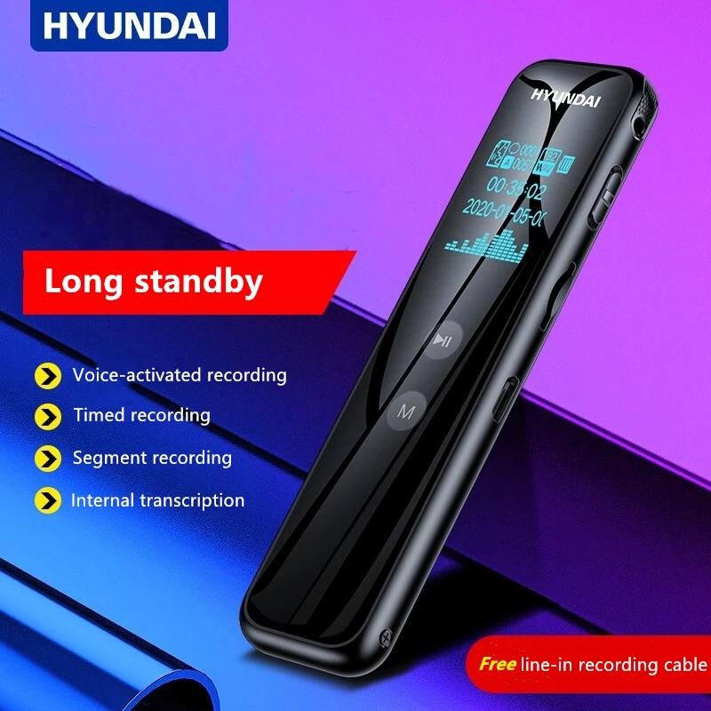 Digital de Voz Ativado por Áudio Gravador Hyundai Dictaphone Portátil Mini Mp3 - Image 4