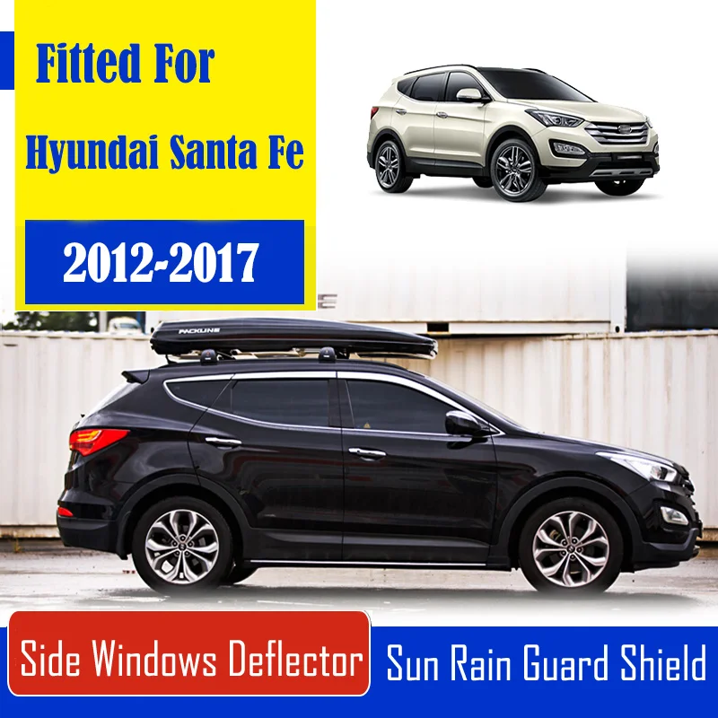 

1 Set Chrome Side Vent Sun Shade Window Visors Rain Guard Deflectors For Hyundai Santa Fe 2012-2017
