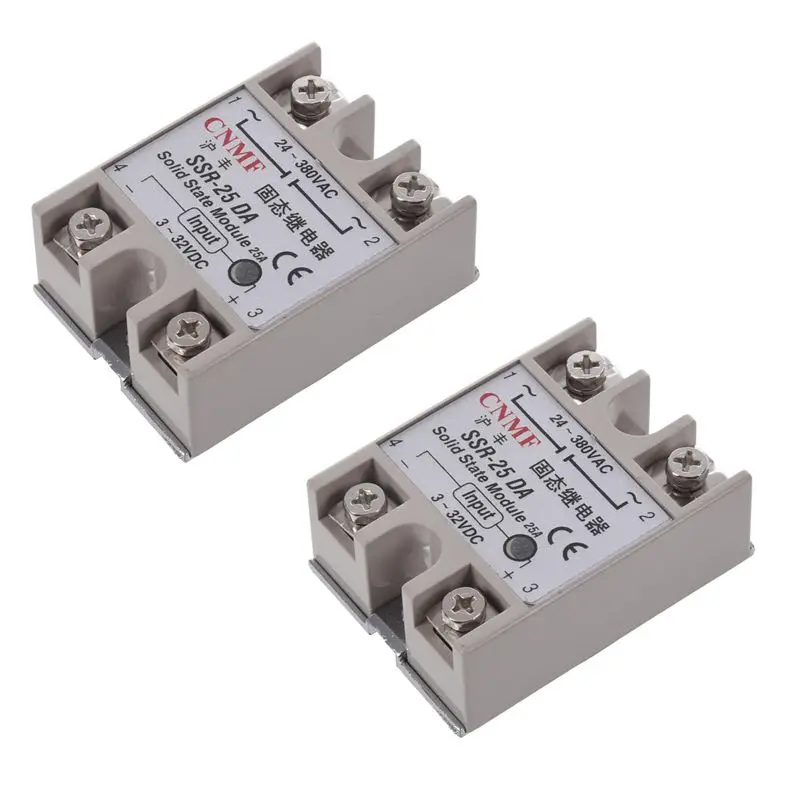 Горячая XD-2PCS твердотельные реле SSR-25DA 25A/250 V 3-32V DC вход 24-380VAC выход