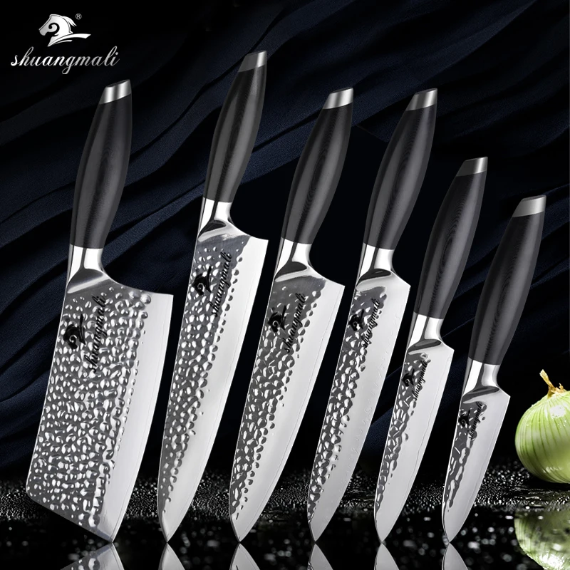 

8 Inch Kitchen Knives 3 Layer 440C Forged Steel Chef Knife Fruit Slicing Cleaver Knife With G10 Handle Cook Tool