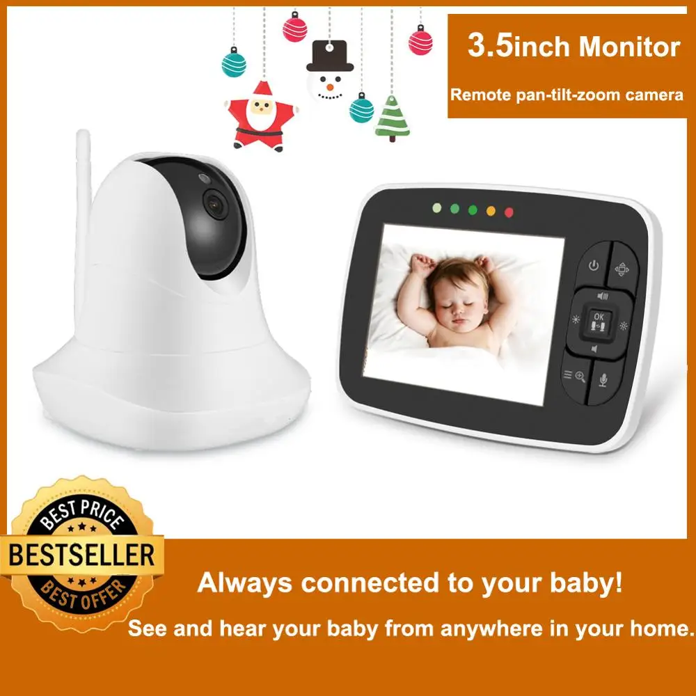 Comprar Monitor de bebé de alta resolución de 3,5 pulgadas de visión nocturna infrarroja Monitor de sueño de bebé de vídeo inalámbrico con cámara remota Pan Tilt Zoom