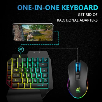 

USB Wired One-Handed Keyboard PUBG Mobile Gaming Mouse Mice Kit for Android iOS Smart Phone Classic Accessaries Supplies