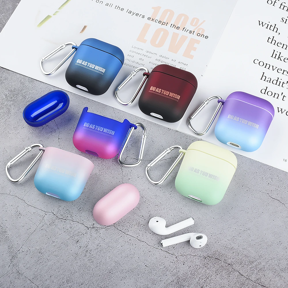 Чехол для беспроводных наушников Bluetooth Airpods 2 1 Жесткий из поликарбоната милый