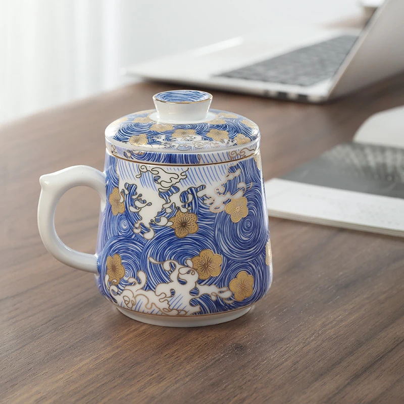 

Mug Porcelain Enamel Color Ceramic Water Cup Tea Separation With Lid Filter Office Master Teacup Set Coffee Drinkware Gift Box